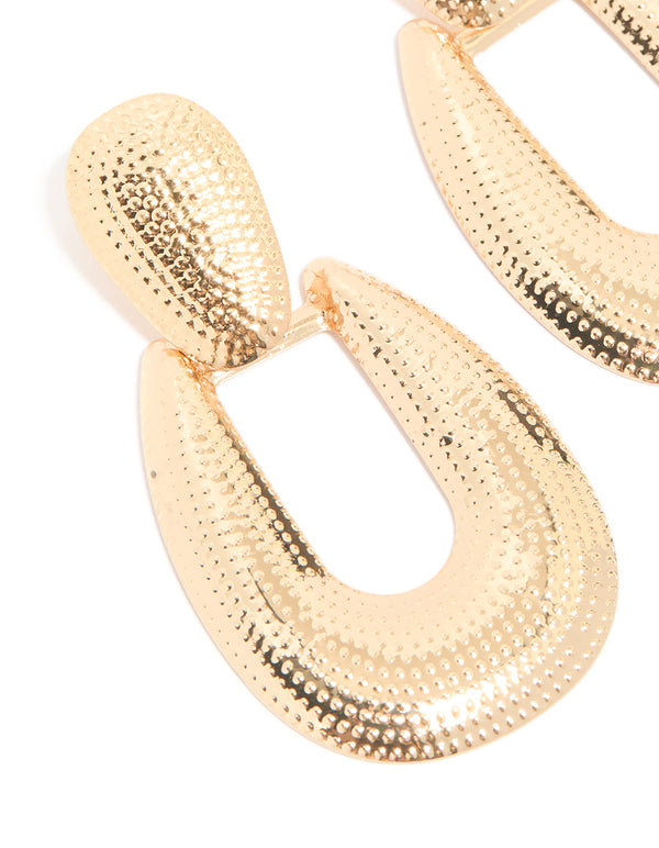Gold Dot Textured and drop Earrings _detail