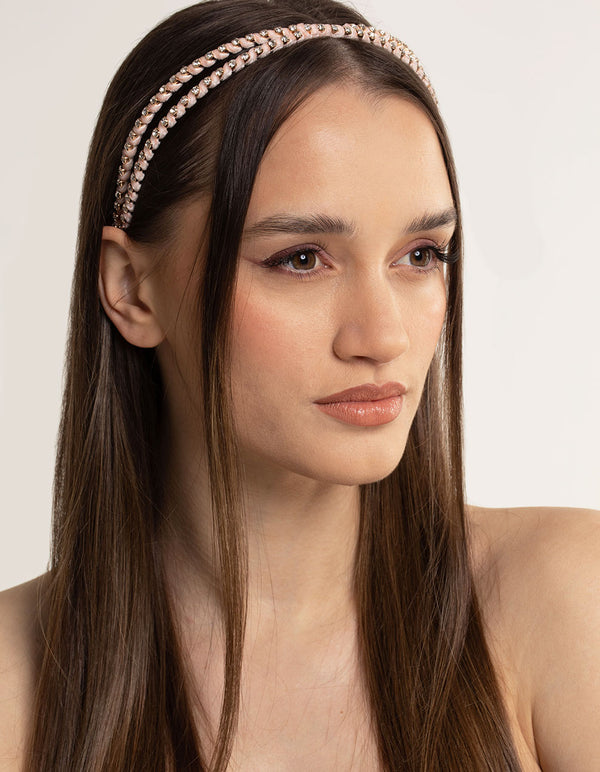Blush Diamante Crossover Headband