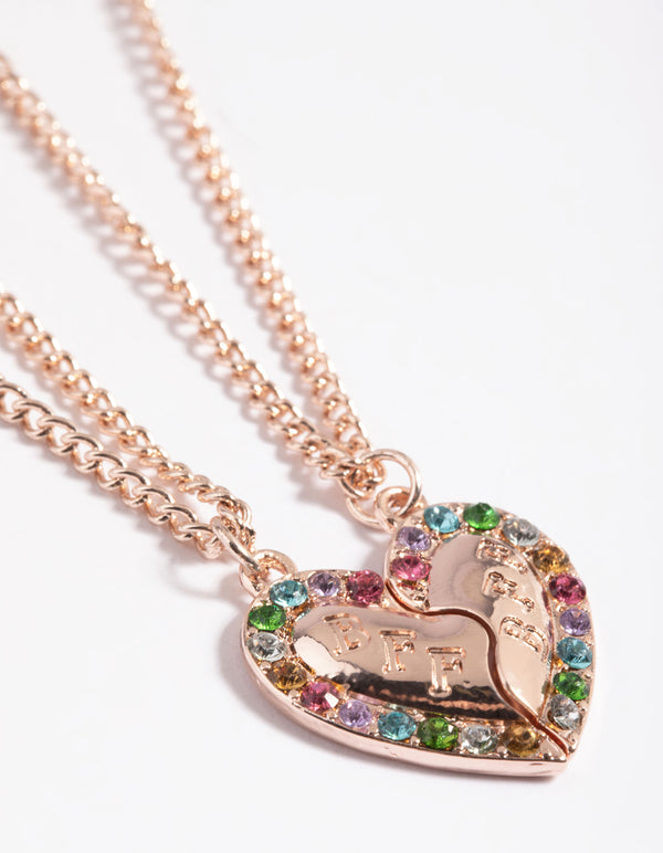 Rose Gold Pastel Diamante BFF Necklace Pack