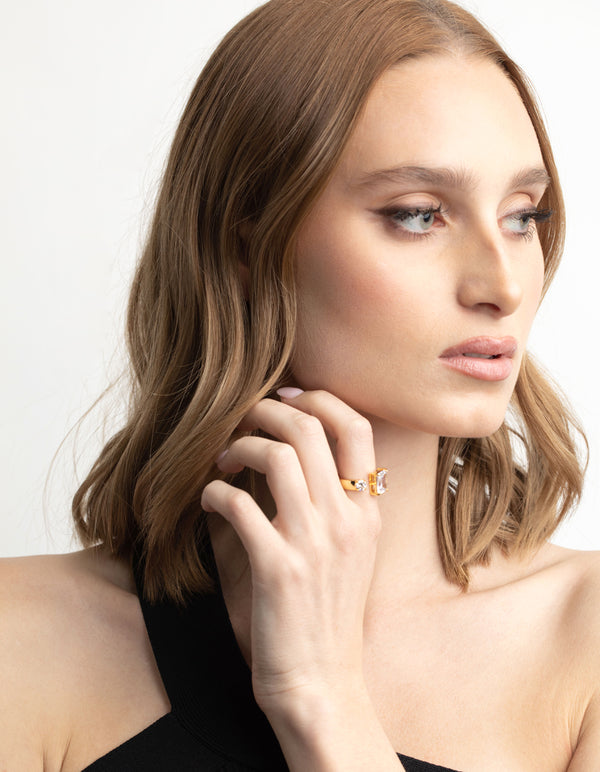 Gold Plated Cubic Zirconia Solitaire Ring