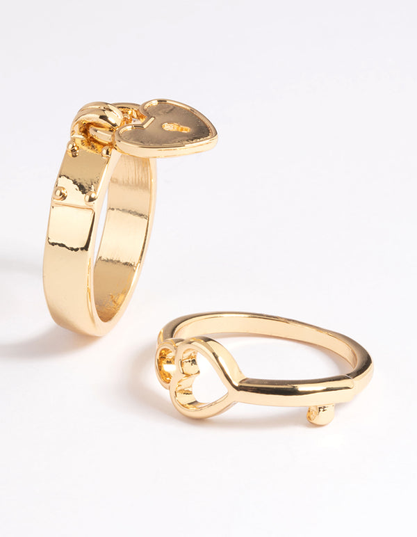 Gold Plated Lock & Key Ring