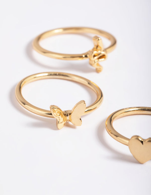 Gold Plated Snake Heart Butterfly Ring