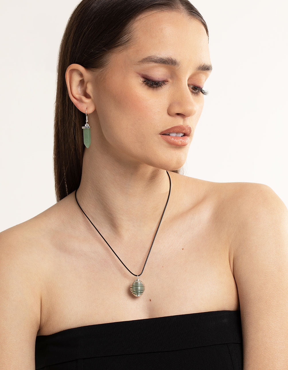 Silver Green Aventurine Shard Drop Earrings