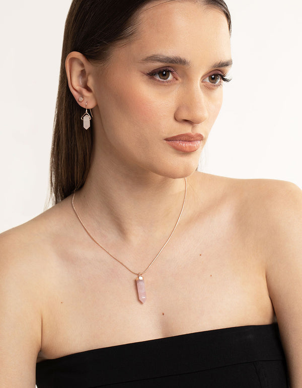 Rose Gold Quartz Shard Earring Stack Pack