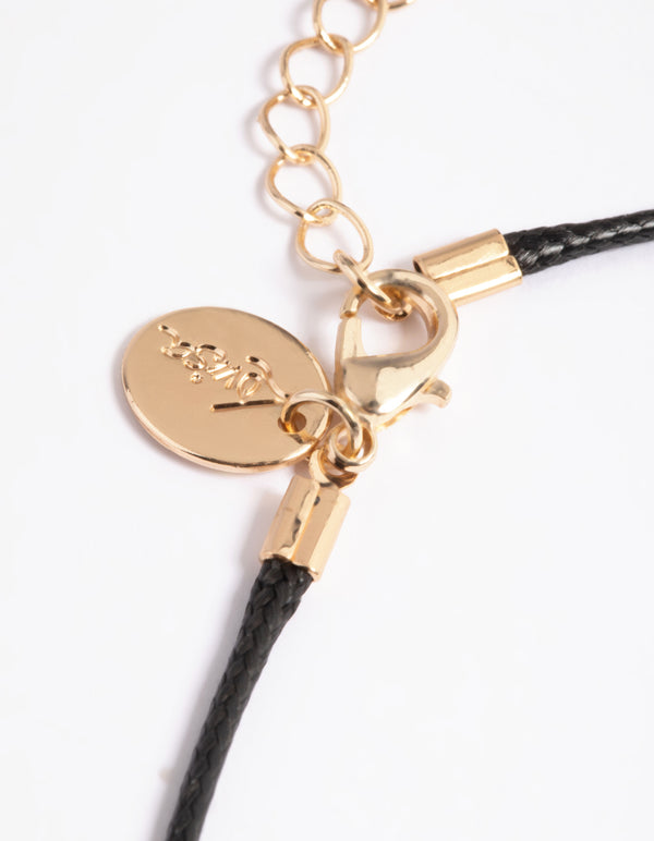 Gold Amethyst Shard Cord Necklace