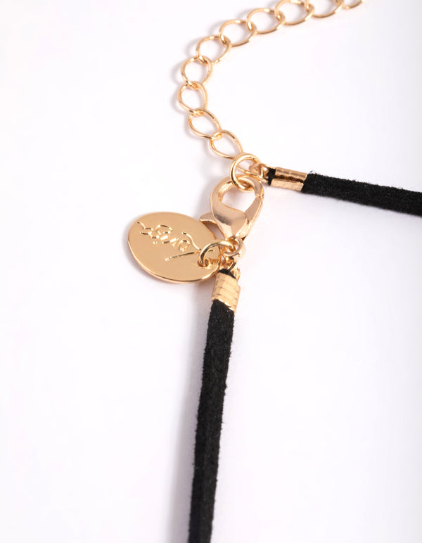 Gold Clear Quartz Shard Cord Necklace