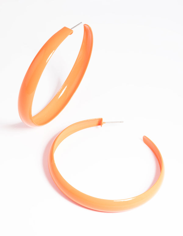 Glossy Orange 60mm Hoop Earrings