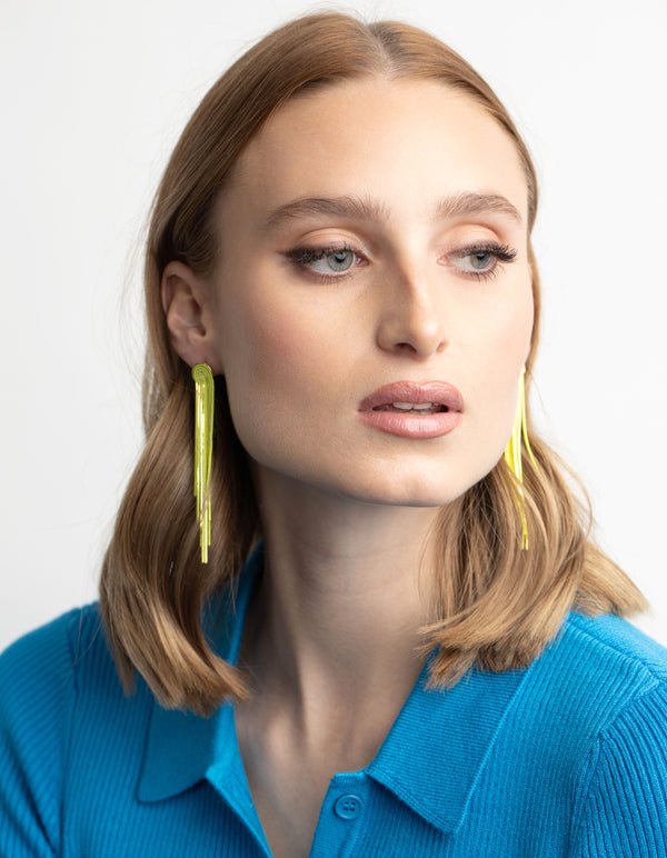 Yellow Waterfall Chain Drop Earrings