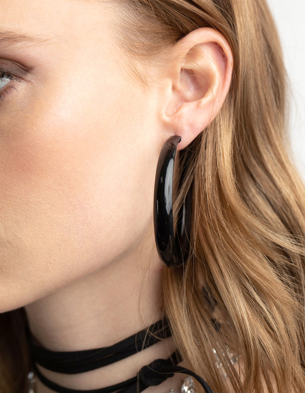 Matte Black 60mm Hoop Earrings
