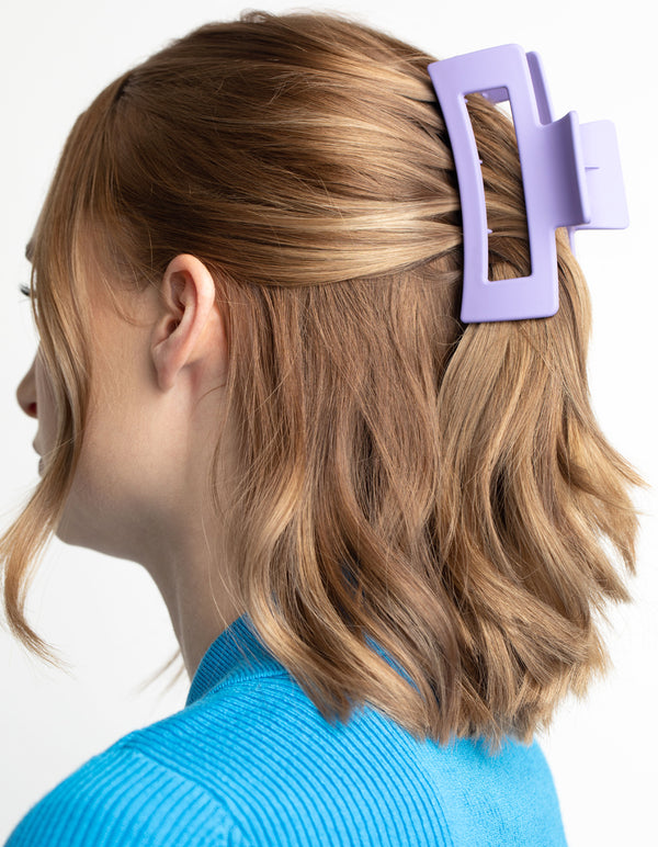 Large Lilac Rectangle Outline Claw Clip