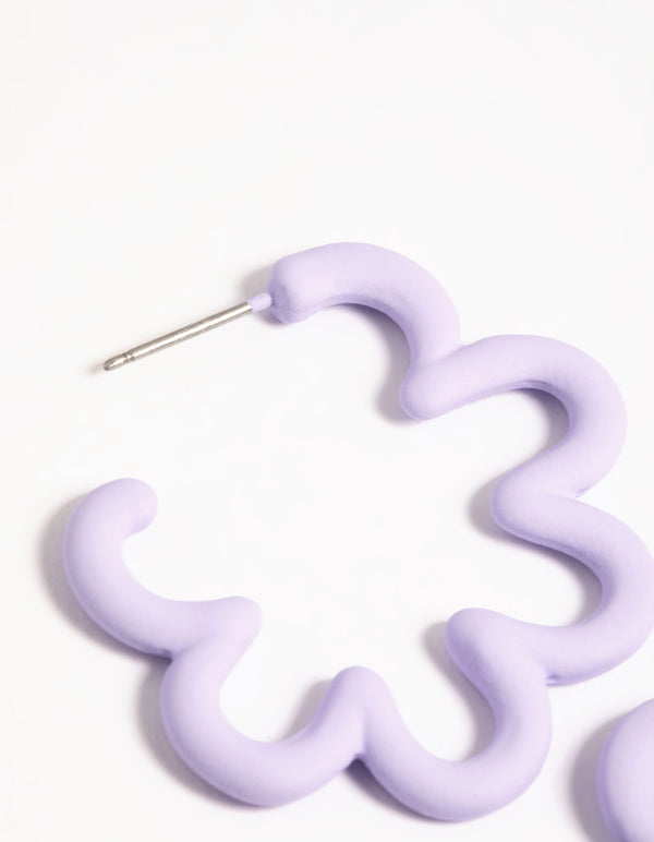 Lilac Squiggle Hoop Earrings