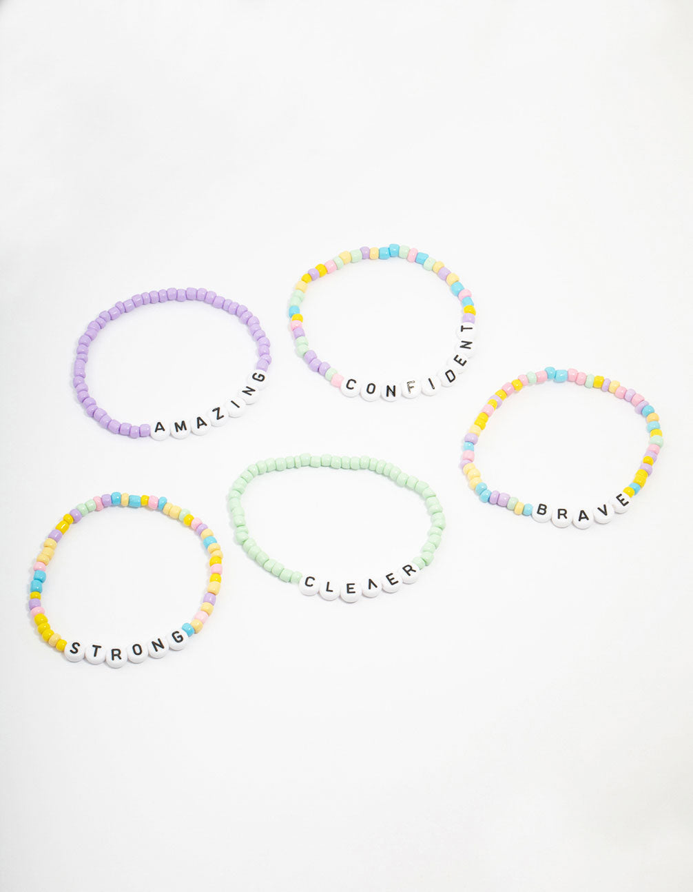 Kids Bead Brave Word Stretch Bracelet 5-Pack