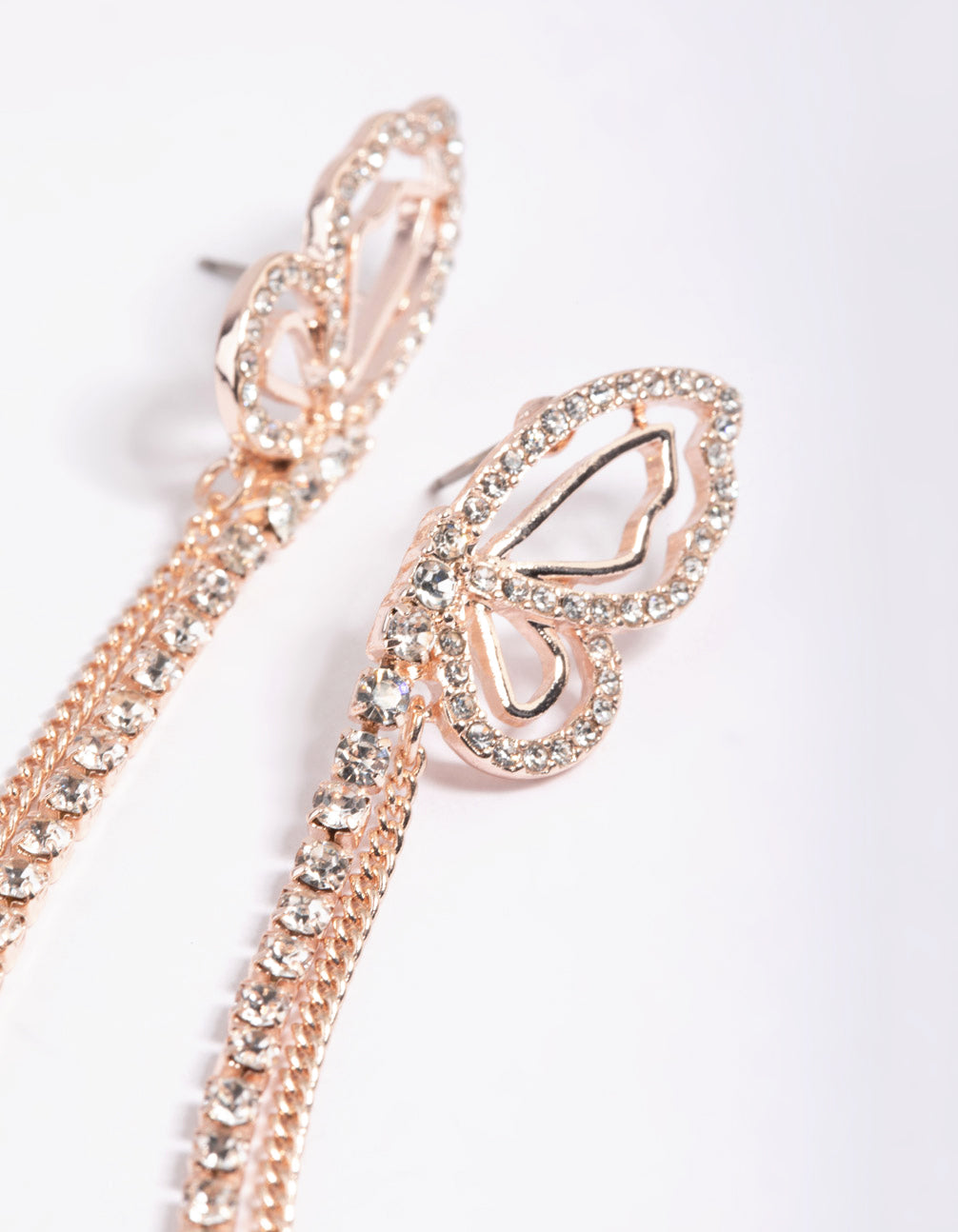 Rose Gold Butterfly Wing Drop Earrings