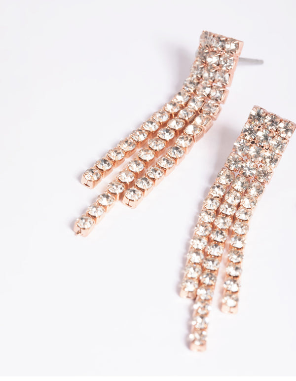 Rose Gold Diamante Stud & Hoop Earrings Pack