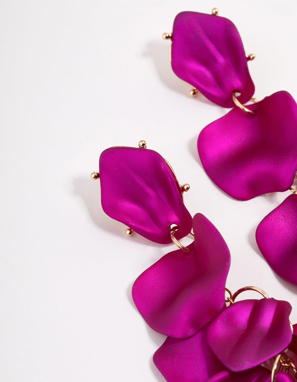 Purple Coated Petal Drop Earrings