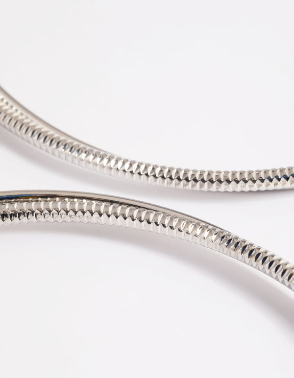 Silver Snake Chain Hoop Earrings