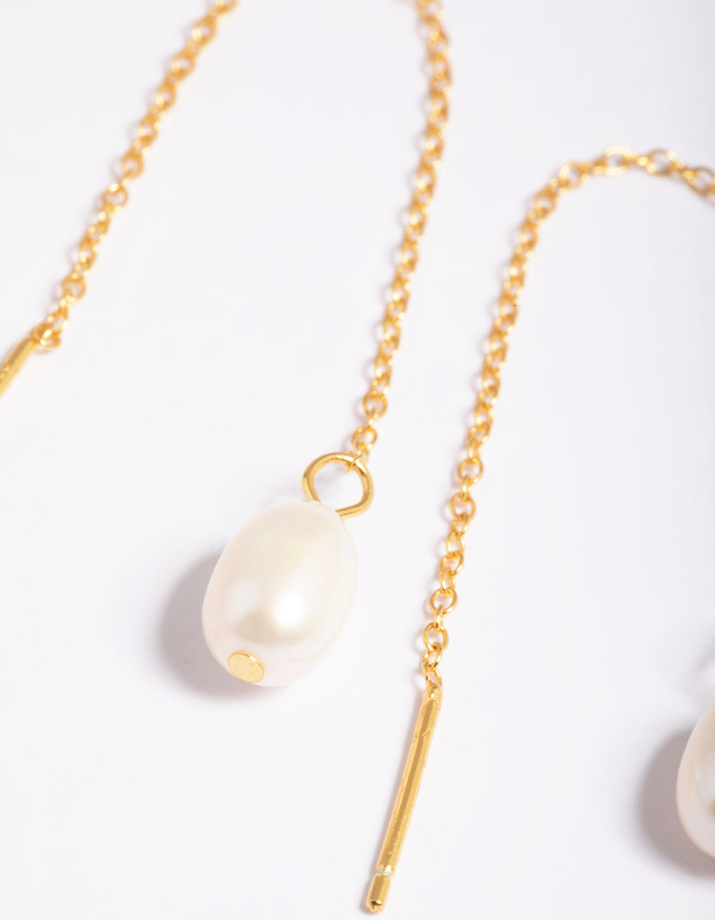 Gold Plated Sterling Silver Freshwater Pearl Threader Earrings