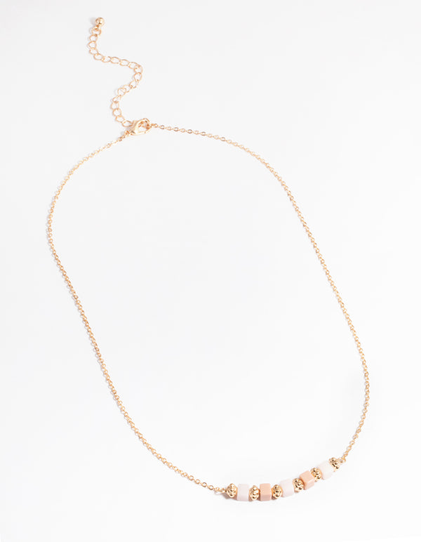 Gold Square Bead Necklace