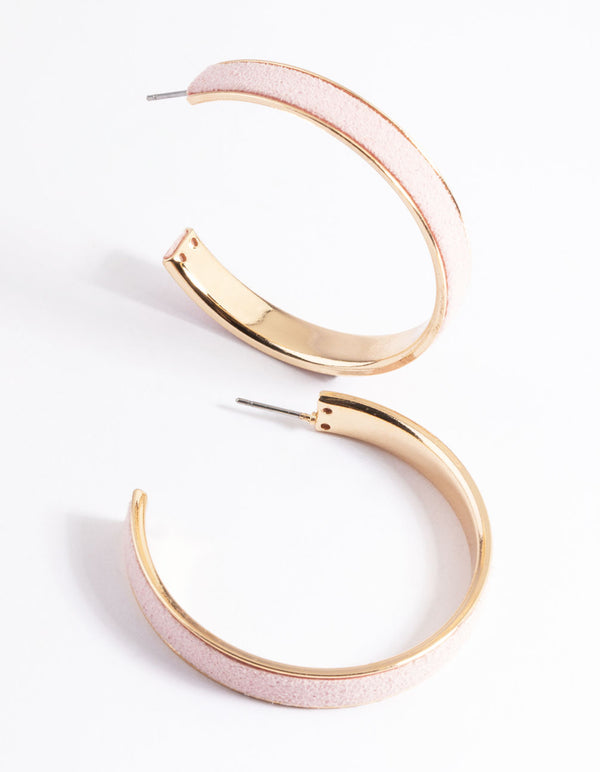 Gold Suede Wide Hoop Earrings
