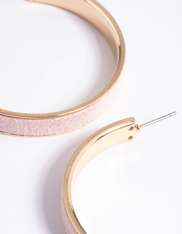 Gold Suede Wide Hoop Earrings