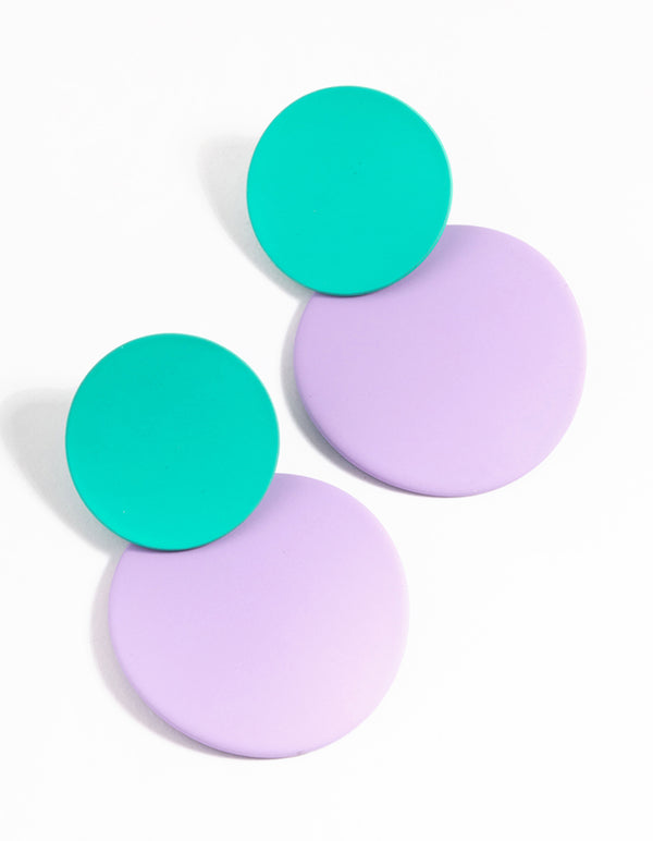 Coated Double Disc Drop Earrings