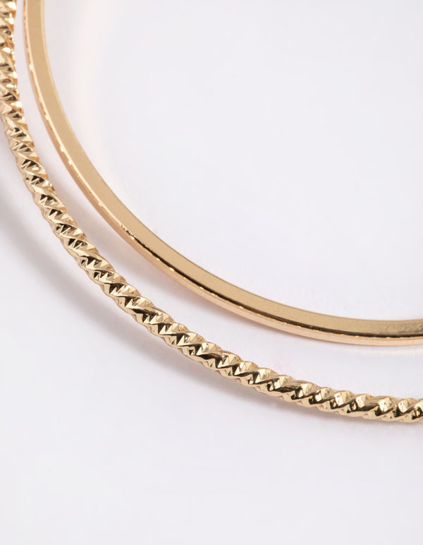 Gold Large Double Textured Hoop Earrings