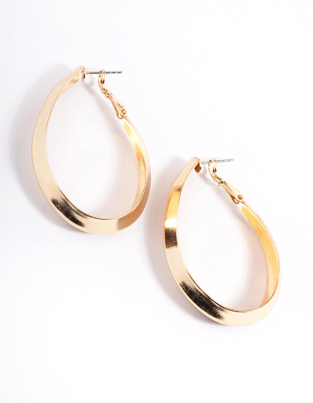 Gold Large Chubby Oval Hoop Earrings