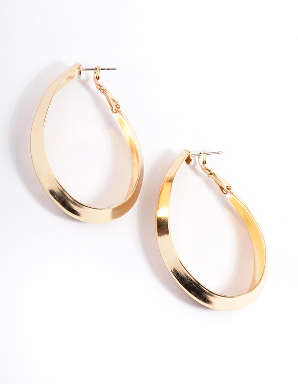 Gold Large Chubby Oval Hoop Earrings