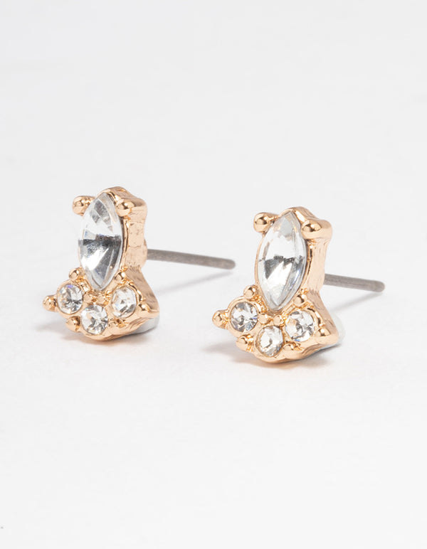 Gold Mini Stone Set Stud Earrings