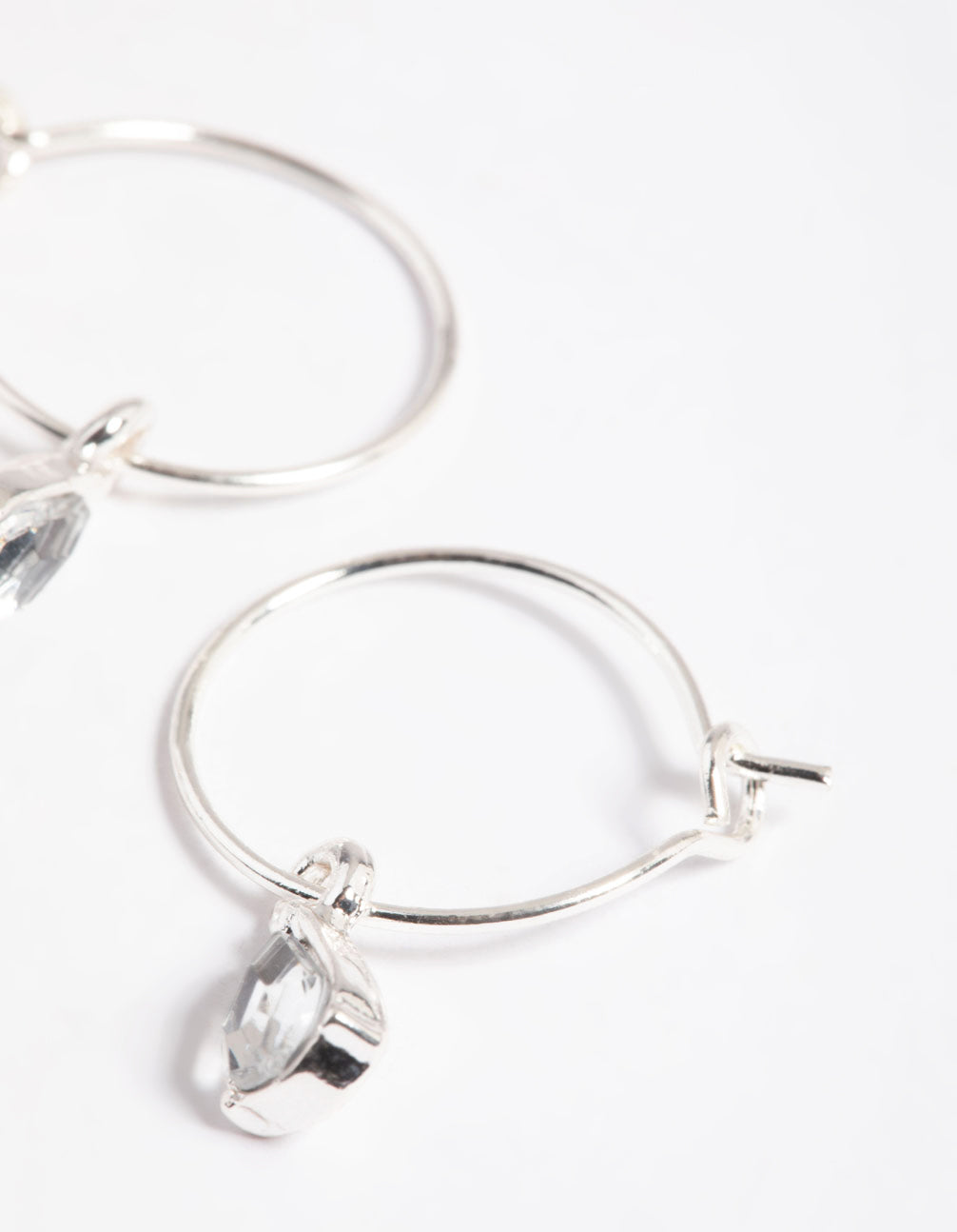 Silver Pear Drop Hoop Earrings