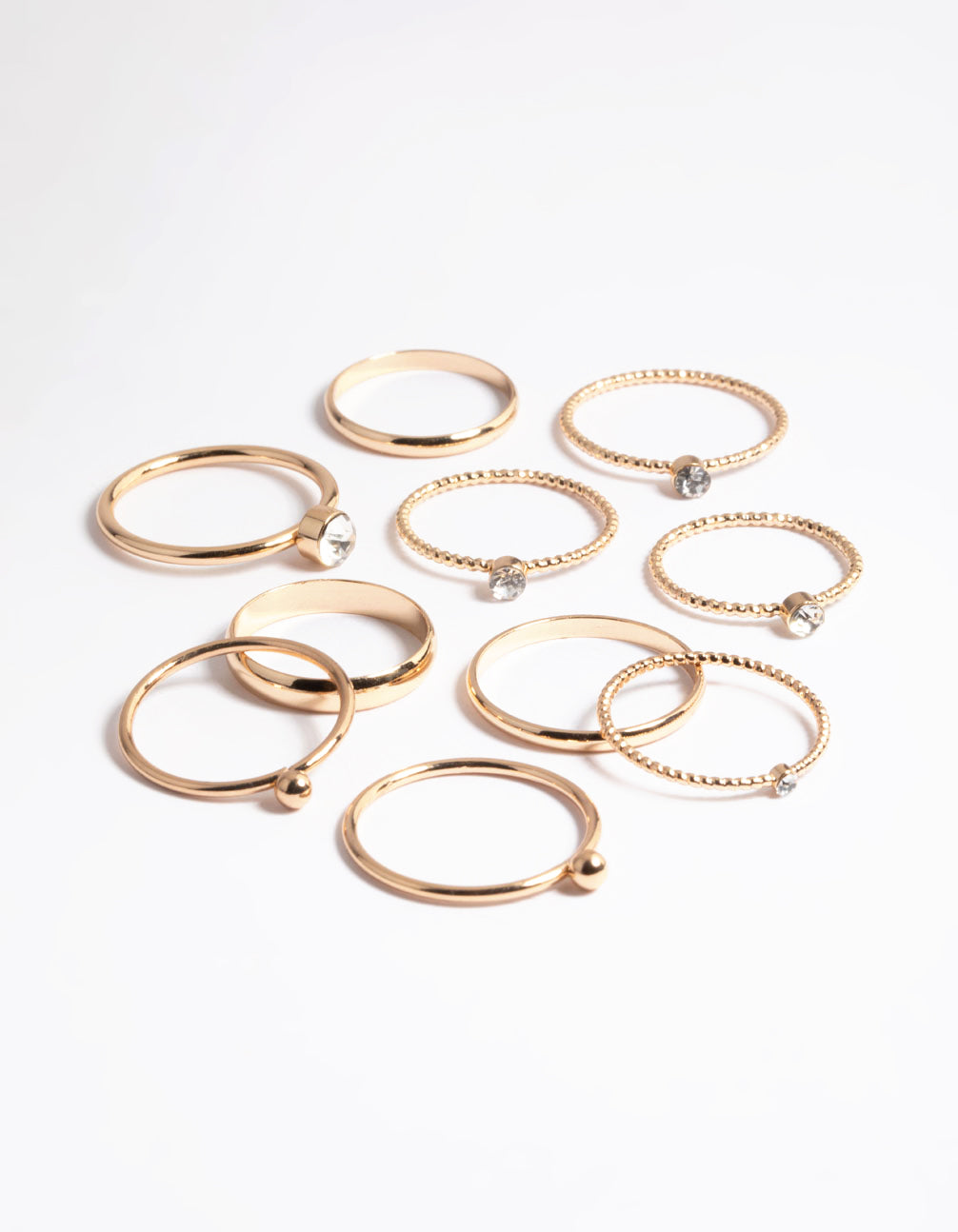 Gold Mixed Stone & Textured Ring Pack