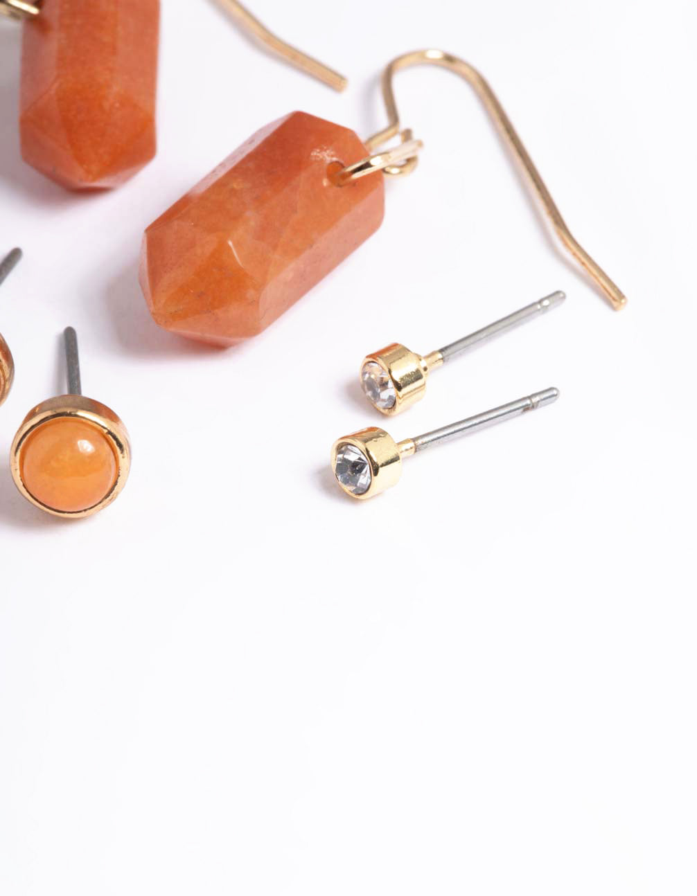Gold Orange Shard Stack Earrings