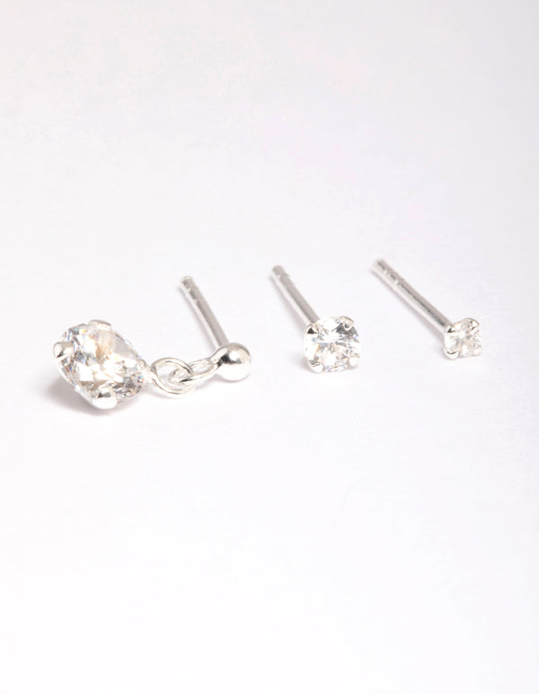 Sterling Silver Cubic Zirconia Stud Earring Pack