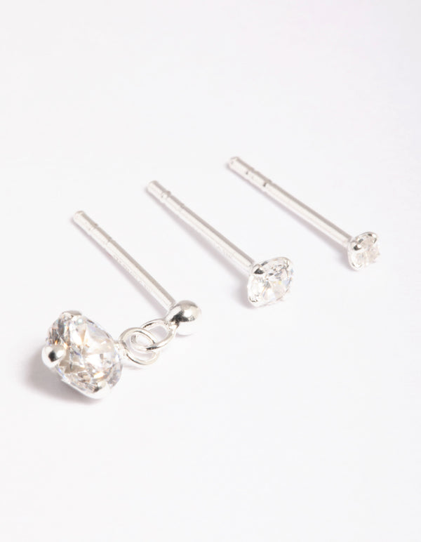 Sterling Silver Cubic Zirconia Stud Earring Pack