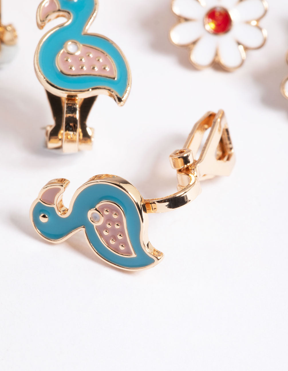 Kids Pastel Rainbow Tropical Clip On Earrings