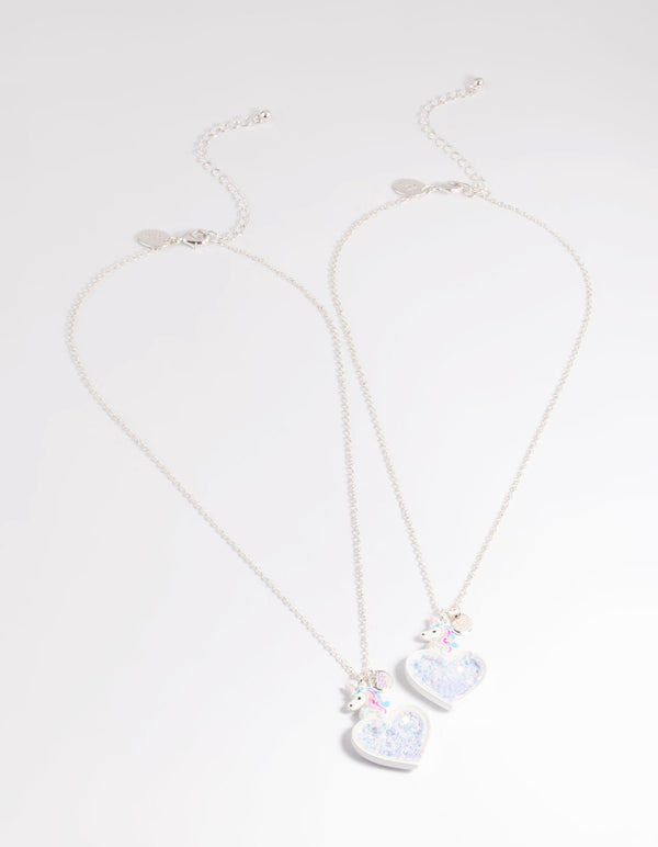 Kids Silver Unicorn Shaker BFF Necklace Pack
