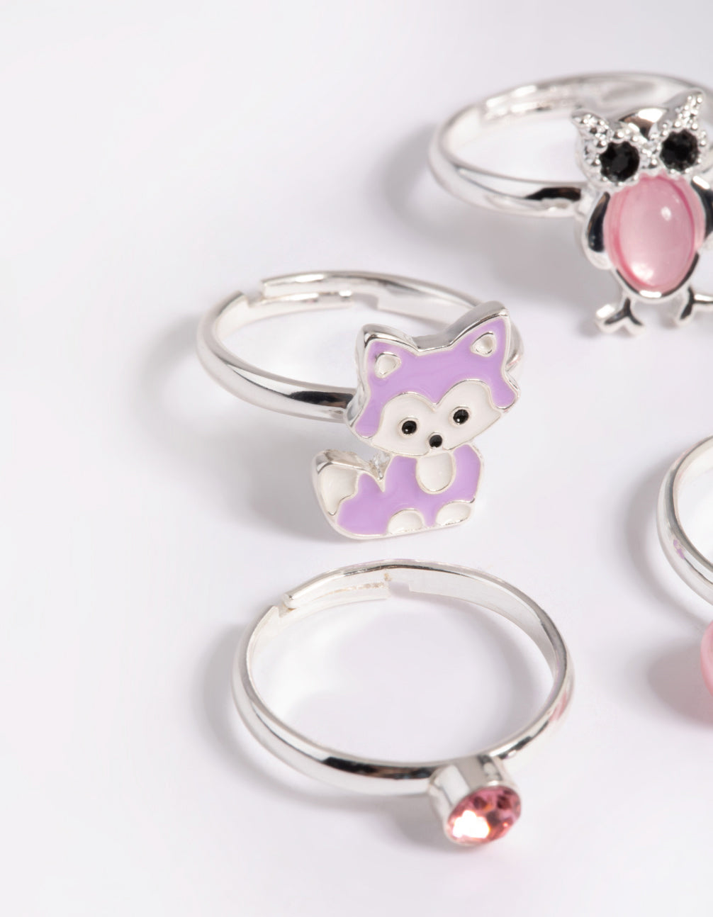 Kids Silver Animal Motif Ring 6-Pack