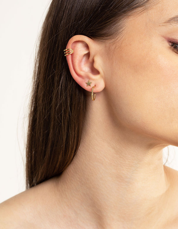 Gold Plated Star & Moon Stud Earring 8-Pack