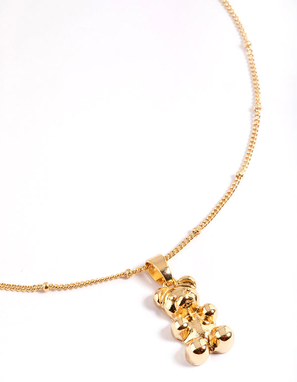 Gold Plated Bear Ball Necklace