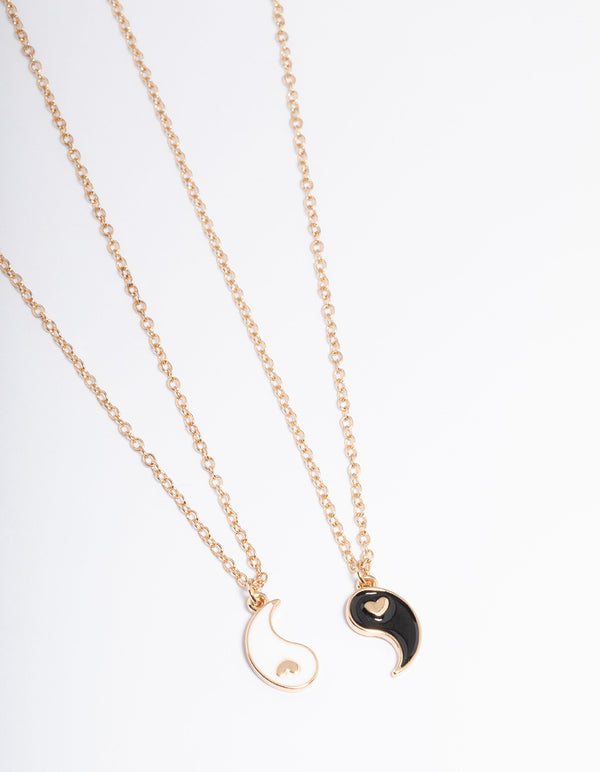 Gold Heart Yin & Yang Necklace Pack