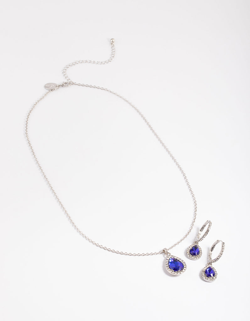 silver-oval-halo-necklace-huggie-earrings-set-lovisa
