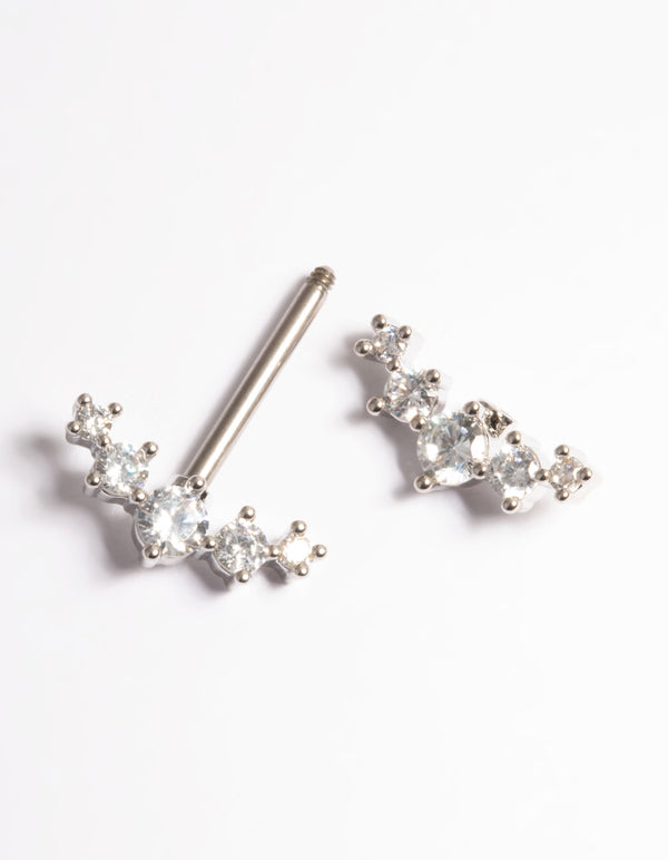 Titanium Diamante Crystal Nipple Bar