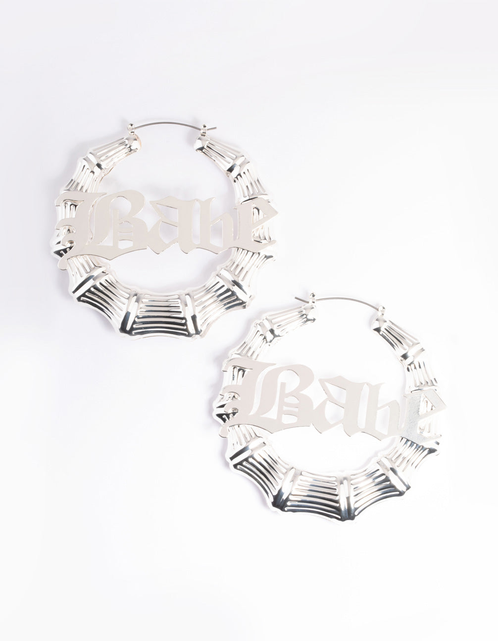 Silver Babe Bamboo Hoop Earrings