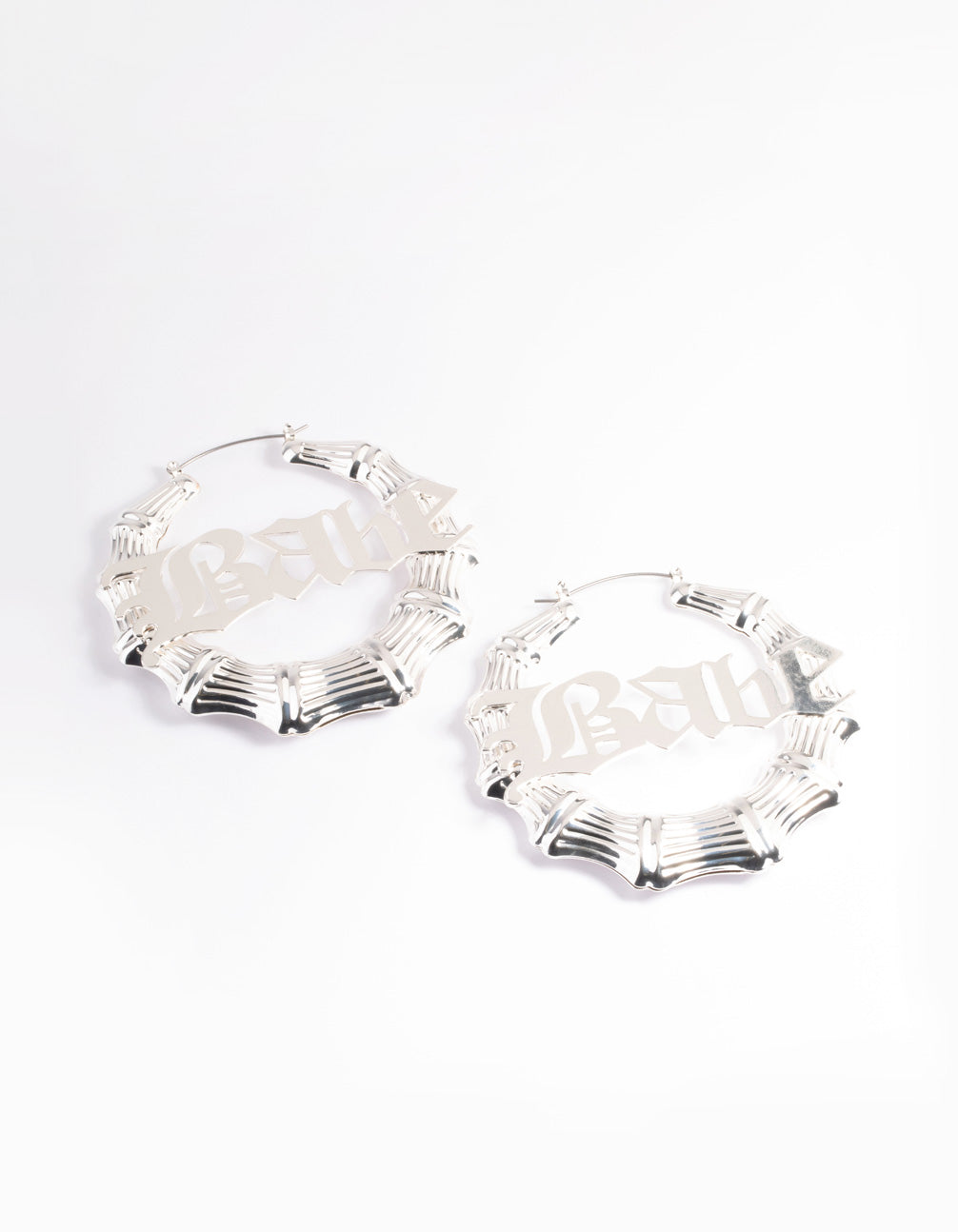 Silver Babe Bamboo Hoop Earrings