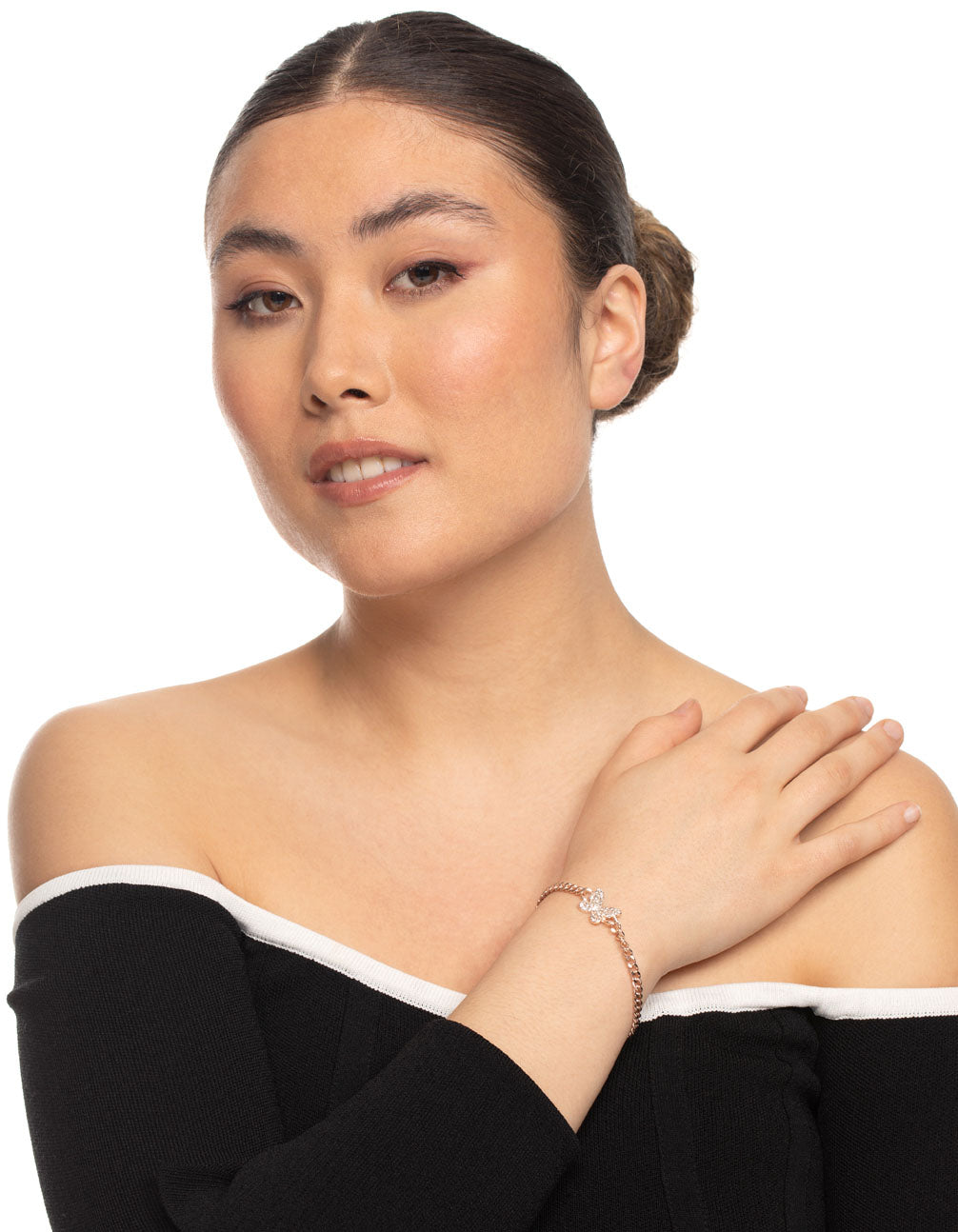Rose Gold Diamante Butterfly Chain Bracelet