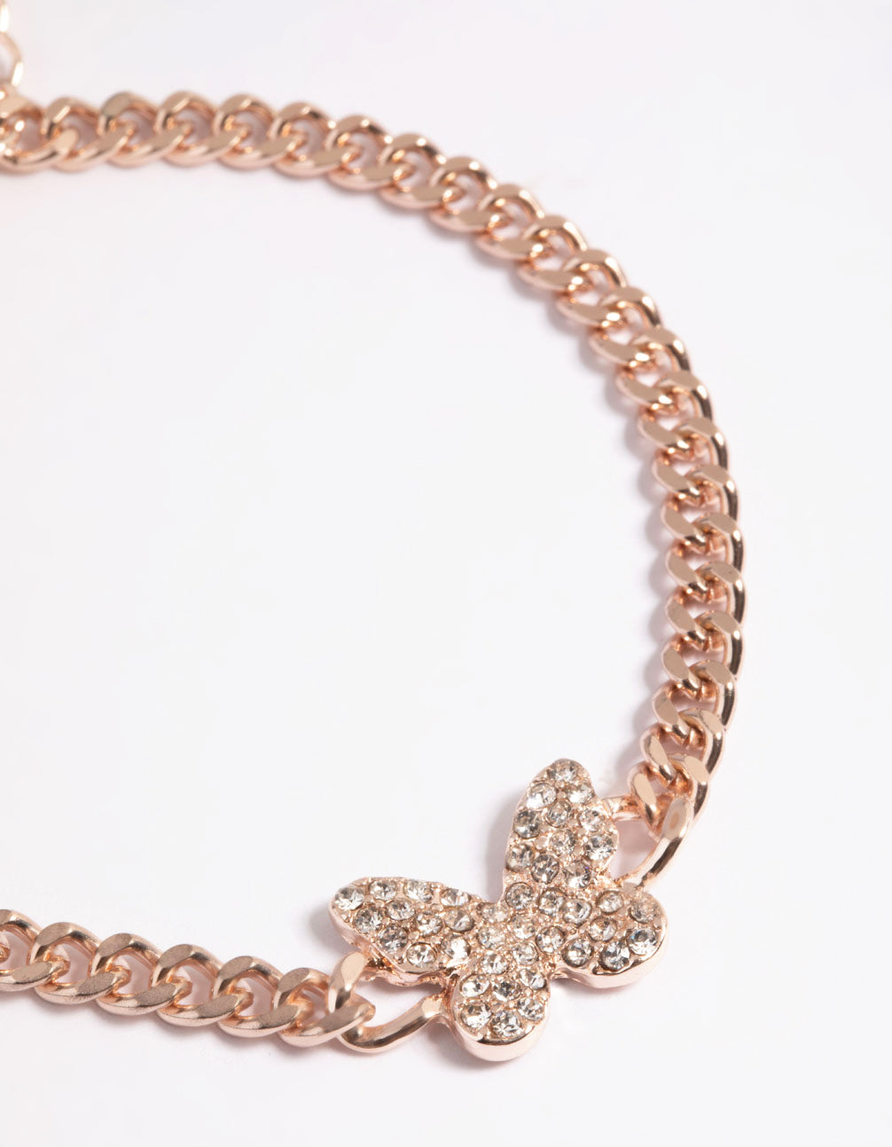 Rose Gold Diamante Butterfly Chain Bracelet