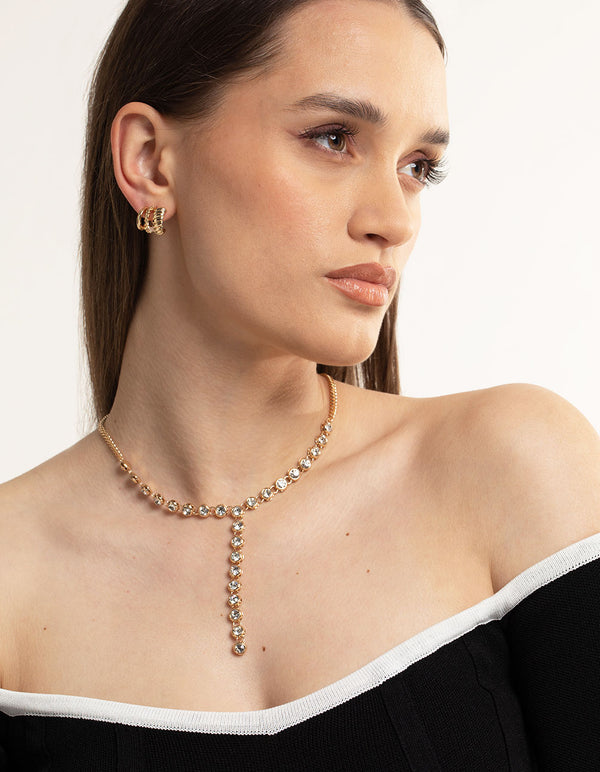 Rhodium Triple Twist Hoop Earrings