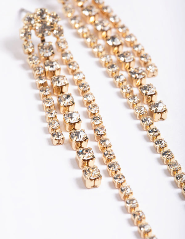 Gold Diamante Cupchain Earrings