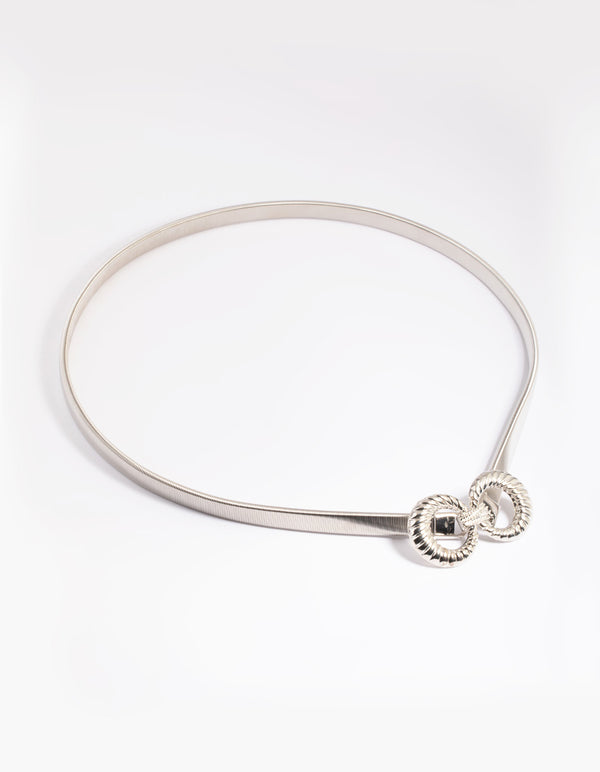 Silver Buckle Stretch Belt