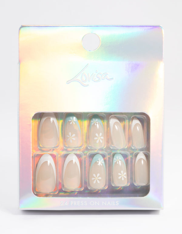 Blue Flower Press On Nails